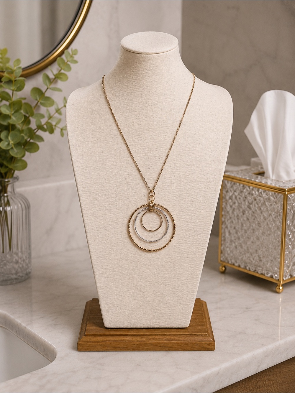 Pomina Mixed-Tone Triple Circle Pendant Necklace (BR999/4)